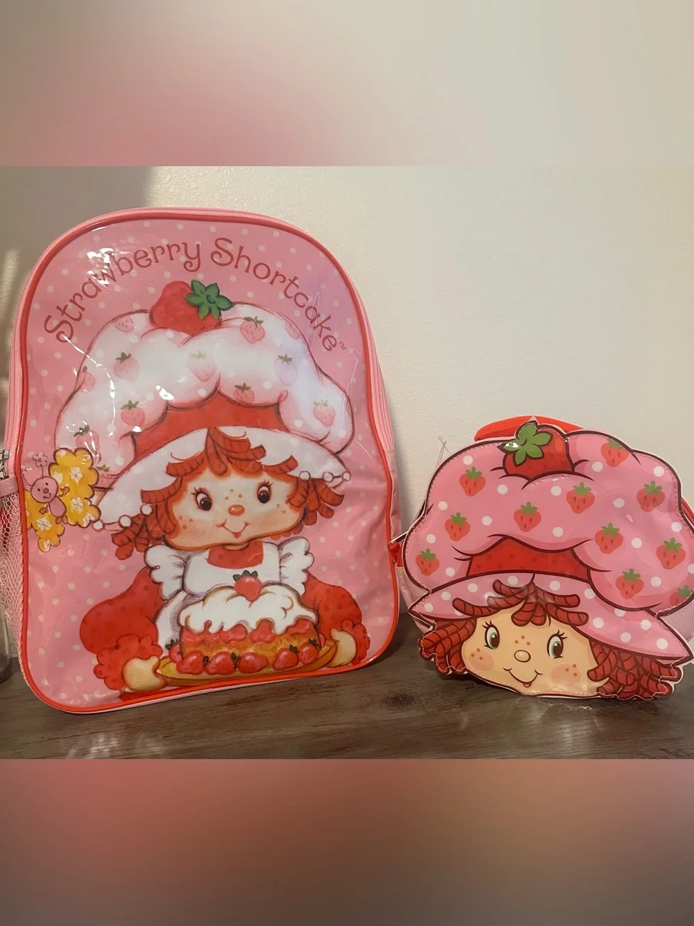 Strawberry Shortcake Kids Backpack & Lunch Bag Set 15”/9” Pink new